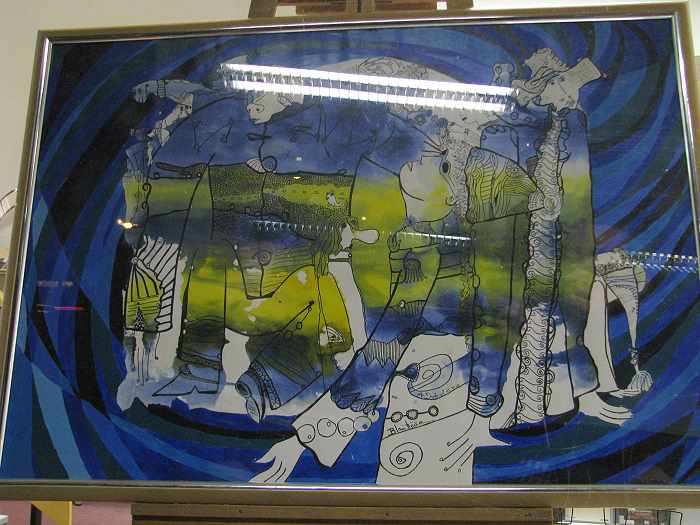 Schaufenster der Heinrich-Bll-Bibliothek mit Werk von Andrea Wst